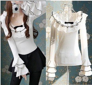 free ship!! lace,ruffles, princess, bottoming vest, 100% quality, OL's T-shirt, women's shirt , women's Blouses & Shirts