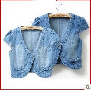 Free ship lady/women Denim vest female fashion cape small vest women's waistcoat