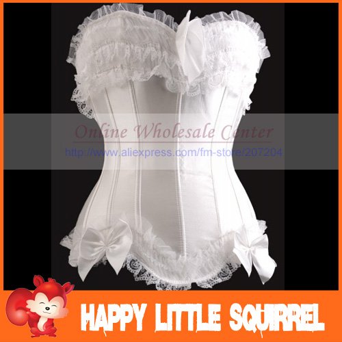 Free Ship Sex white Corselet Sexy gothic glamourous corset Lady Corsets lingerie Hot  Wholesale+Retail