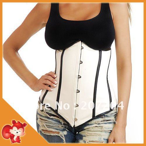 FREE SHIP Wholesale Corsets Lingerie PVC Leather Lace up Underbust bone waist cincher Moulin Rouge costume burlesque Hot push up