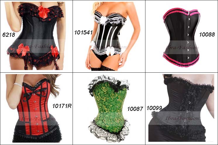 Free Ship Wholesale Dropship Mix Order Sexy Corset Lingerie Underwear Strapless Corset Underbust Overbust Corset Outwear 6/Lot