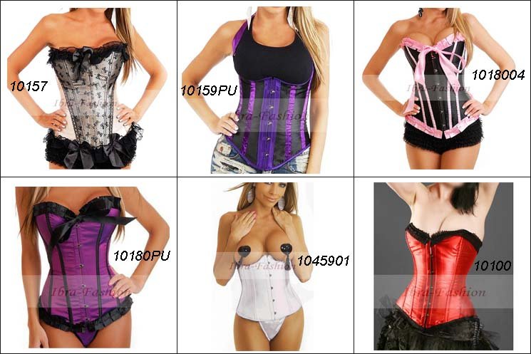 Free Ship Wholesale Sexy Corset Lingerie Underwear Bone Corset Under bust Over bust Corsets Outwear 6/Lot