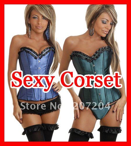 Free ship Wholesale Sexy women corset lingeries Overbust burlesque costume Corsets  push up S-XL