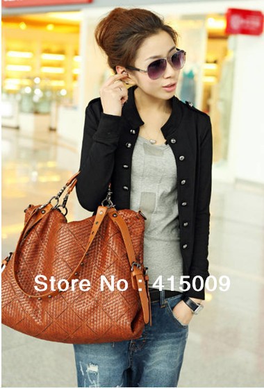 Free shiping 1pcs/bag 2012 autumn outfit new dress pure color LiLing epaulette double breasted coat