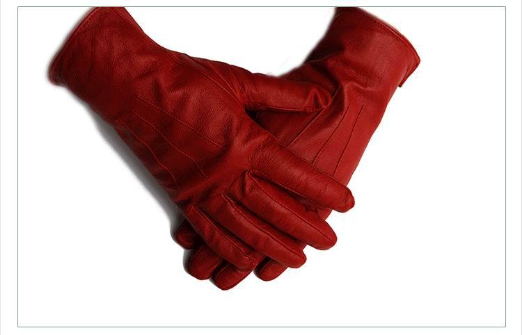 [FREE SHIPING] 2012 the new  big brand  women's gloves,High quality 100% genuine leather  red gloves