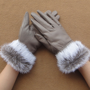 Free shiping!2012 women's genuine leather gloves rex rabbit hair large wool thermal sheepskin