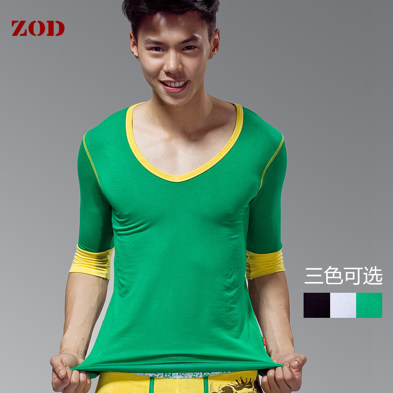 Free shiping 2pcs/lot 3 zod underwear mens half sleeve top mens t-shirt three quarter sleeve V-neck 107012