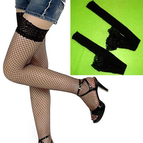 Free shiping,5 pcs/lot,Black Sexy Lace Lady Thigh High Top Fishnet Net Stockings Socks