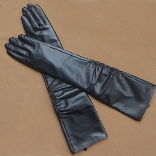 Free shiping!Women's autumn and winter long gloves sheepskin design genuine leather