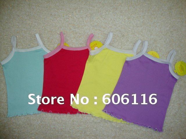 free shipment, 24pcs/lot, Children Underwear/ Kid's tank tops / Girl's camisole made of cotton with pure color-YL-102554