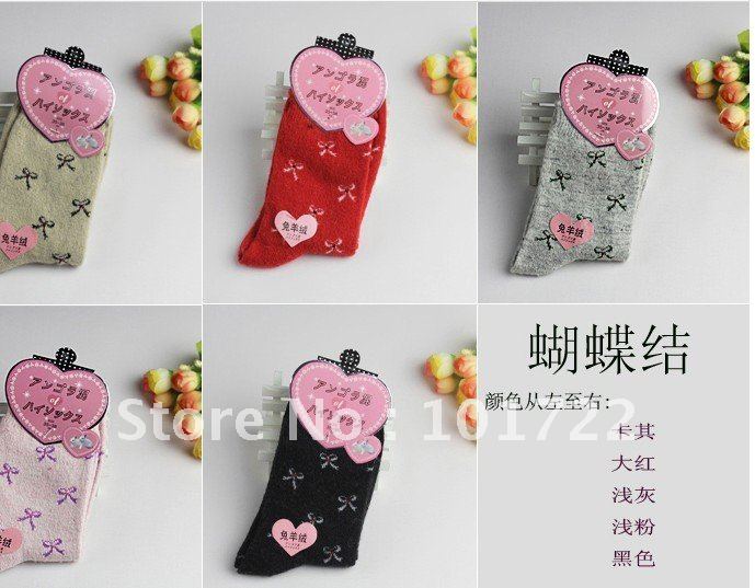 FREE SHIPMENT,Fashion lady's antumu and winter warm short socks,rabbit fur socks,knee-high thickness sock,candy color,free size