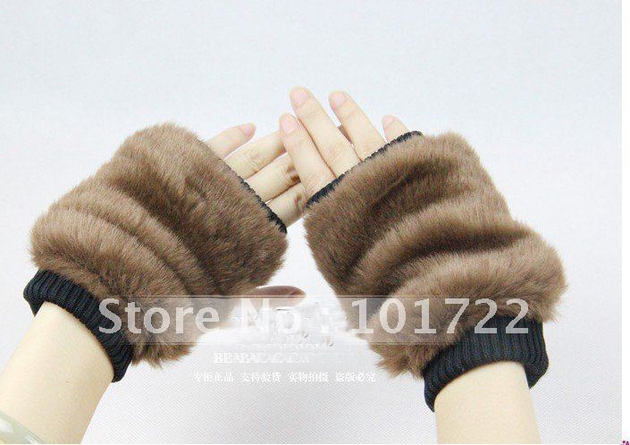 FREE SHIPMENT,fashion lady's fur wrist gloves,winter warm gloves,leather gloves,one finger,high quality,fast delivery time