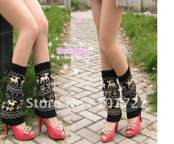 FREE SHIPMENT,Fashion lady's knitting legs warmer ,snow flowers design,winter leg covers,long size,colorful