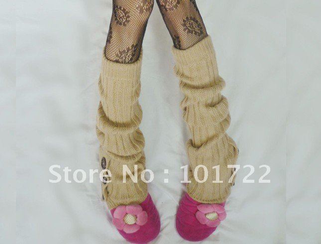 FREE SHIPMENT,Fashion lady's winter leg warmer,kintting leg warmer,woolen leg cover,long size and Flexibility,button decoration