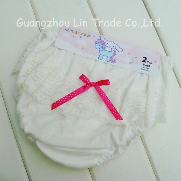 {Free shipment}Girls underpants, 100% cotton BREAD PANTS underware with Lacy design, 10pcs/lot, lovely, sweet,