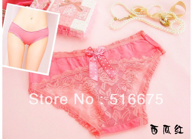 Free shipp Pierced Butterfly lace sexy underwear princess ladies panties butterfly tie with diamond lace temperament briefs