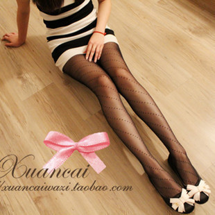 Free Shippig High Quality Sexy Jacquard Dot Slash Mesh Leggings Fashion Women Transparent Pantynose Black And White