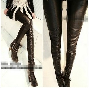 free shippig wholesale 4pcs/lot2012 women's autumn fashion elegant all-match patchwork leather pants leggings high quality