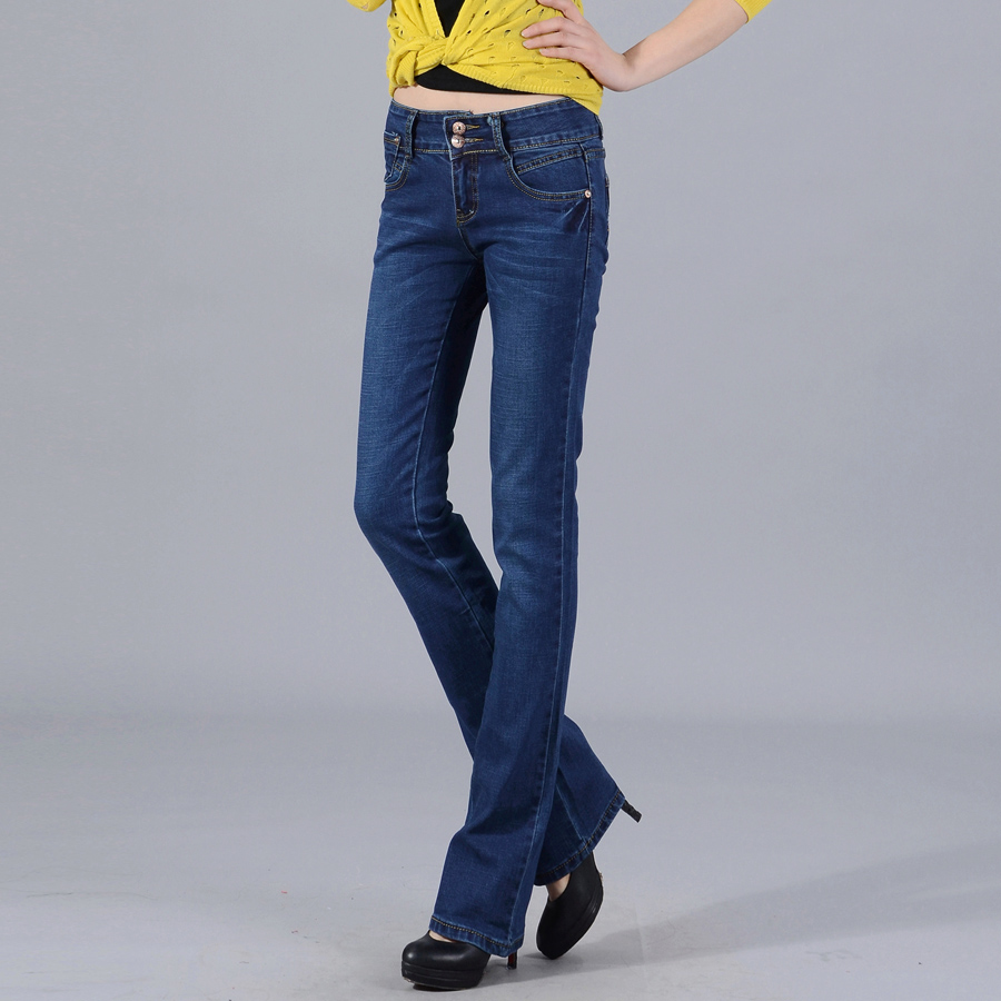 Free shipping 05 - 198 spring and autumn all-match jeans flare trousers female slim boot cut formal denim trousers