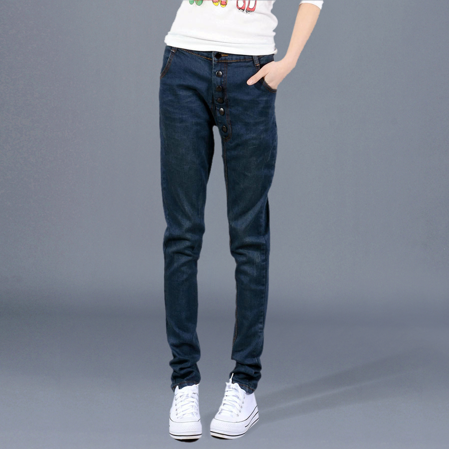 Free shipping 05 - 6623 all-match harem pants personality casual trousers loose jeans female buttons pants