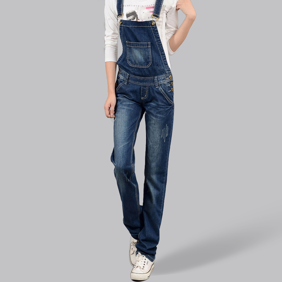 Free shipping 05 - 680 loose casual plus size jeans bib pants trousers female 2013 jumpsuit