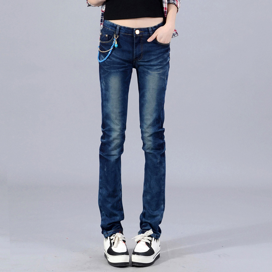 Free shipping 05 - 7010 all-match skinny pants pencil pants female wearing white denim trousers spring casual pants female