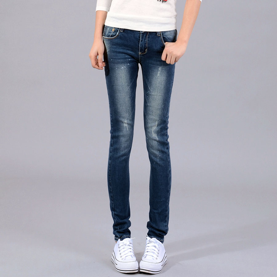 Free shipping 05 - 809 spring jeans pencil pants female trousers wearing white water wash trousers