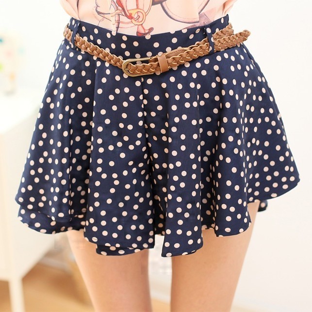 Free shipping! 0811 summer 2012 sweet gentlewomen dot women's short skorts trousers belt