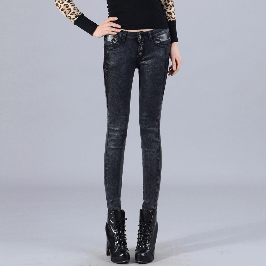 Free shipping 09 - 6137 spring women's pencil pants personality applique jeans all-match trousers