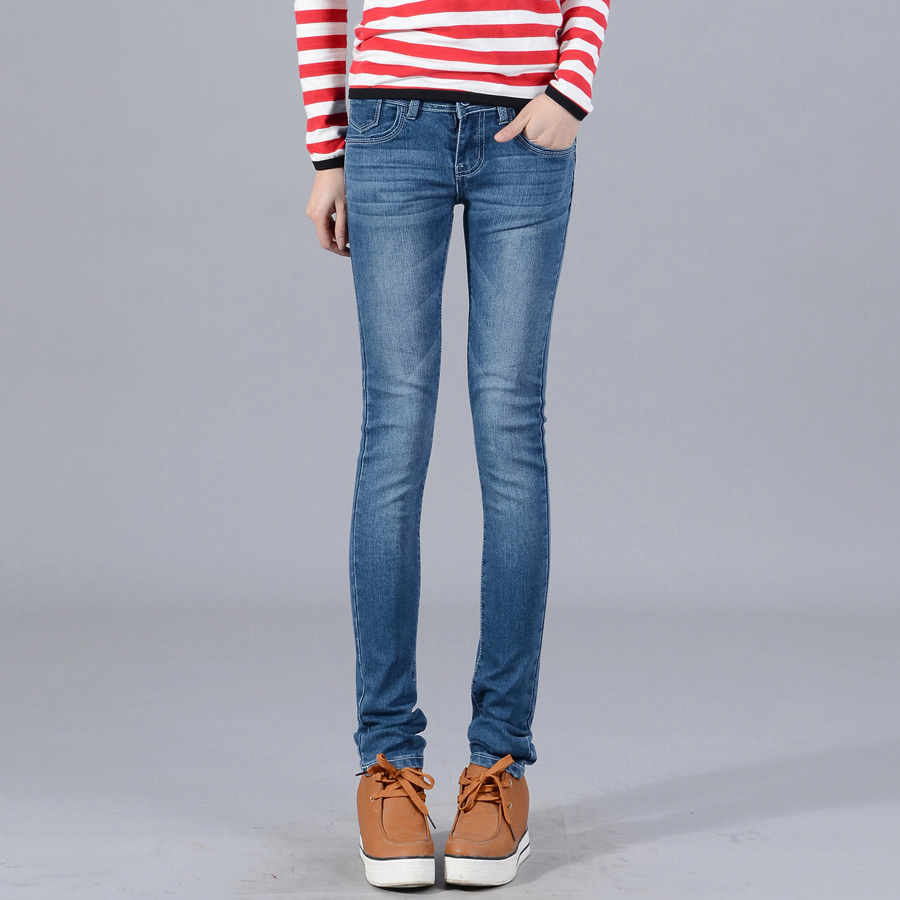 Free shipping 09 - 8813 pencil pants female all-match slim jeans spring trousers wearing white