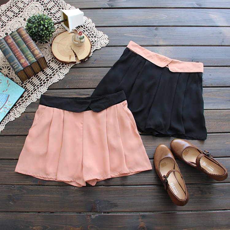 Free shipping! 0911 summer 2012 gentlewomen two-color all-match chiffon women's short skorts trousers