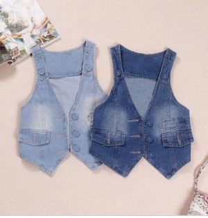 Free shipping 1 2013 spring covered buttons short design denim vest brief fashion all-match vest