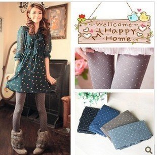 Free Shipping 1 PCS/lot Spring Round Dot Velvet Pantyhose Fashion Women Leggings Show Thin Tights Multicolor Socks