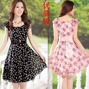 Free shipping (1 piece/lot)missfeel flagship of quality short-sleeve dress floral print dress