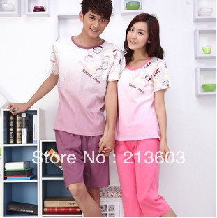 FREE SHIPPING  1 set  Lovers Cotton Cartoon Summer Pajamas,T14