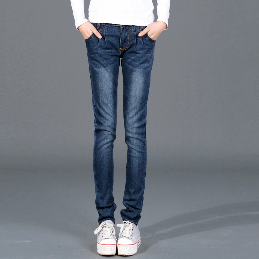 Free shipping 10 - 6866 jeans wearing white pleated slim pencil pants all-match pants trousers spring