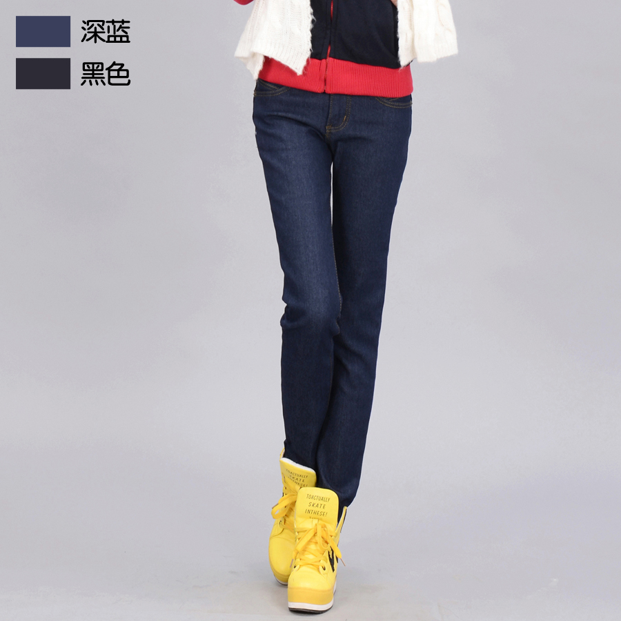 Free shipping 10 - 822 plus velvet thickening jeans all-match pencil pants female slim boot cut jeans