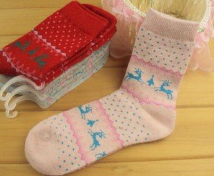 free shipping 10 pieces/lot christmas deer woman winter warm wool socks