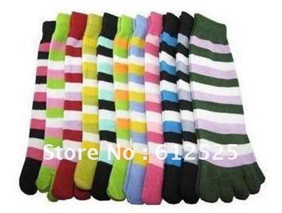 Free shipping (10 pieces/lot)  Lady cotton socks article three color finger socks multicolor