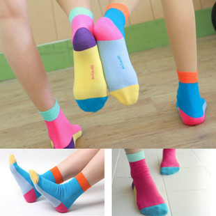 Free shipping 100%cotton candy color socks fashion multicolour socks for spring and autumn