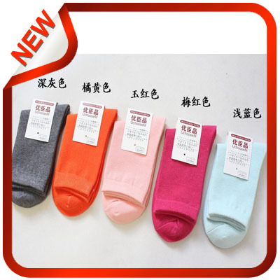 Free Shipping + 100%Cotton socks and stockings female lady in candy colors