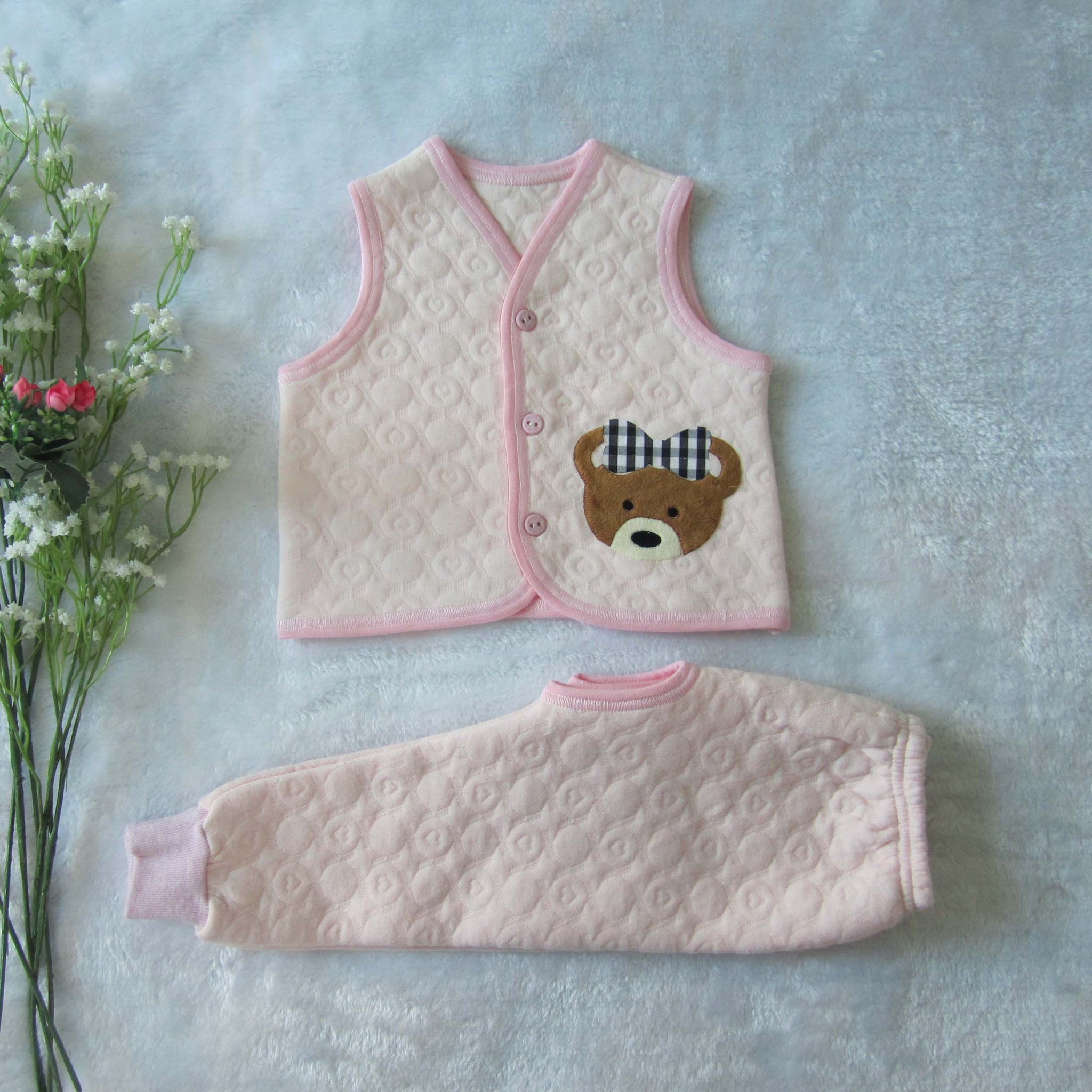 free shipping 100% cotton thermal vest pants infant set autumn underwear set thermal vest set