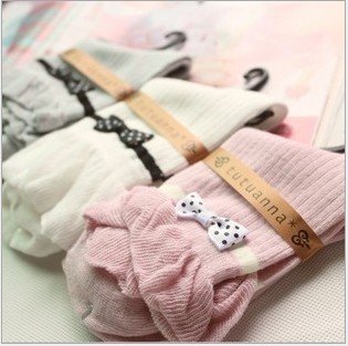 Free shipping 100% cotton wholesale Korean  fashion style lovey  bowknot lady's dancing sock