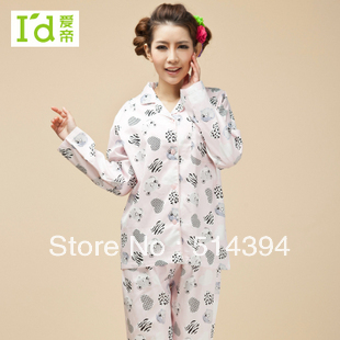 Free shipping! 100% cotton women's spring and autumn all printing pyjama set wholesale and retail