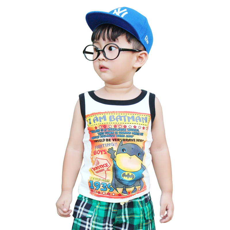 Free Shipping 100% T-shirt male child cotton sleeveless shirt child tank 10408