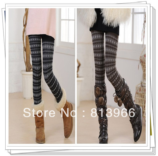 FREE SHIPPING !100%WOOL active warm leggings &multicolours Mid waist stocking and socks .footless ladies knitted tights pants