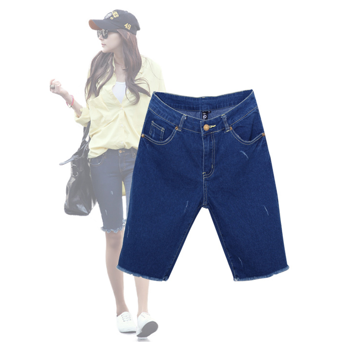 Free shipping 10013 is waist denim capris blue denim knee-length pants shorts