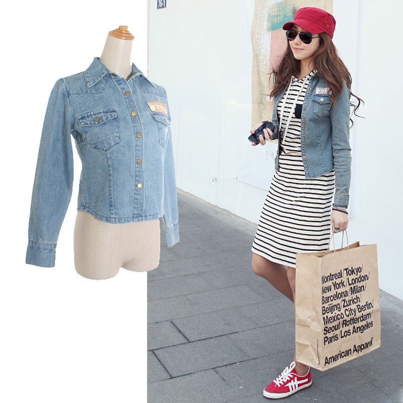 Free Shipping 10020 fashion autumn slim all-match denim long-sleeve outerwear MY