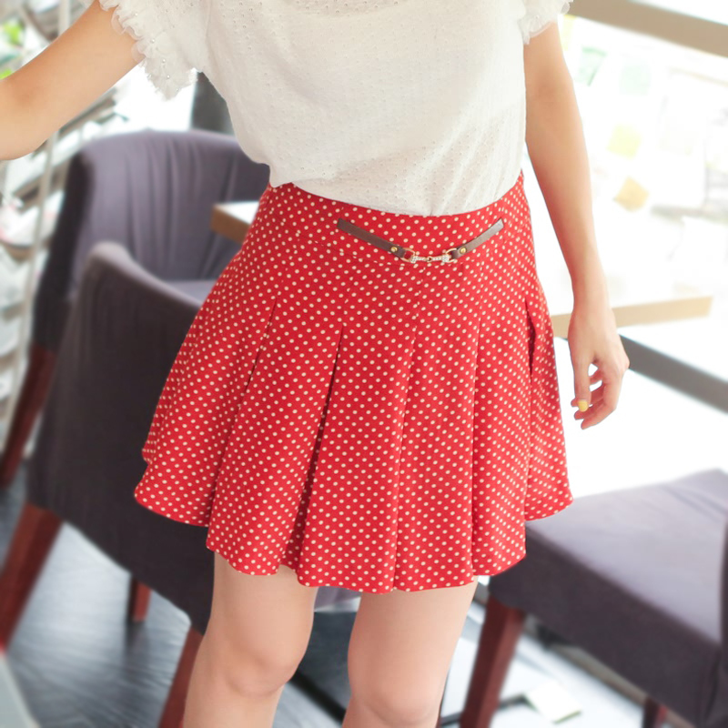 Free shipping 100f1 leather hasp vintage pleated bust skirt nq1029