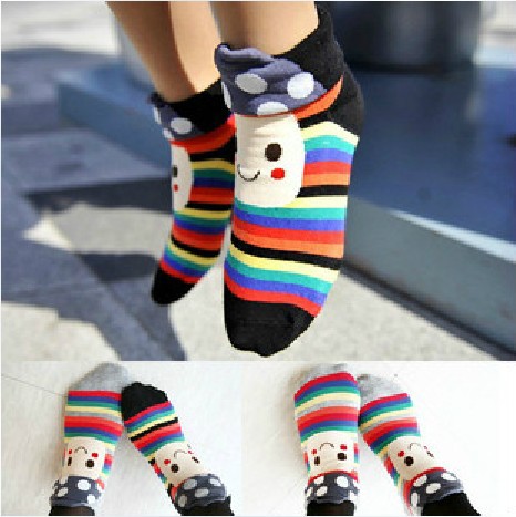 Free Shipping 10Pairs/lot Cartoon Socks 100% Cotton Female Socks Fashion Socks